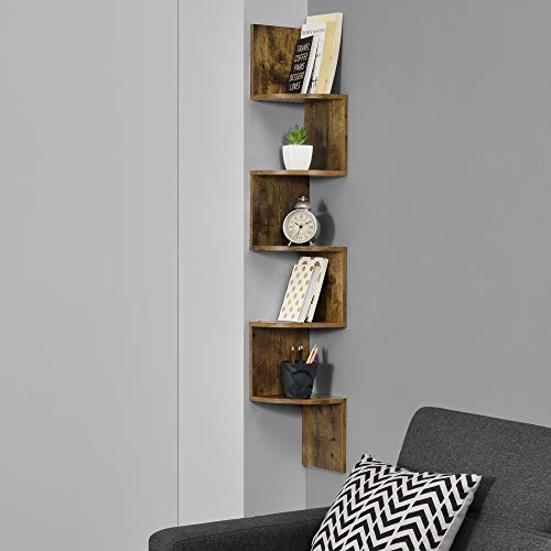 [en.casa] Eckregal 123x19,5x19,5 cm Wandregal Zick Zack Bücherregal MDF Walnuss von [en.casa]