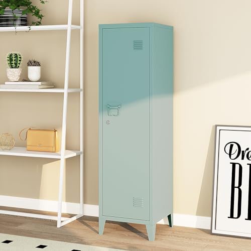 [en.casa] Einzelspind Kurikka Metallspind mit 2 Ablagen 137 x 38 x 38 cm abschließbar Schließfachschrank Metallschrank Garderobenschrank Graublau von [en.casa]