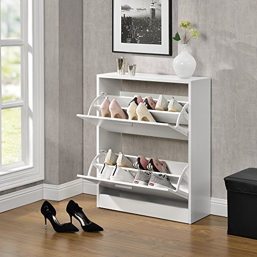 [en.casa] Elegante Schuhablage Schuhschrank Spanplatte mit Melaminbeschichtung Weiß von [en.casa]