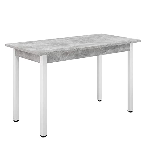 [en.casa] Esstisch 120x60 cm Küchentisch Esszimmertisch MDF Stahl Betonoptik/Weiß von [en.casa]