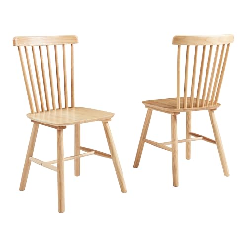 [en.casa] Esszimmerstühle 2er Set Karmoy Stuhl Essstühle 89 x 46 x 52 cm Stühle für Esszimmer Küche Wohnzimmer Homeoffice Küchenstühle Holz Natur von [en.casa]