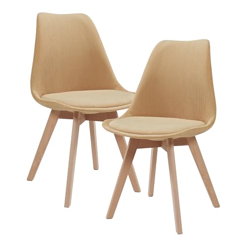 [en.casa] Esszimmerstühle Fläten 2er Set Stuhl Küchenstühle Cord Essstühle gepolstert Esszimmerstuhl Holzbeine Küchenstuhl Polsterstuhl Senfgelb von [en.casa]