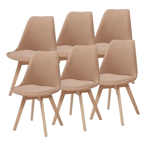 [en.casa] Esszimmerstühle Fläten 6er Set Stuhl Küchenstühle Bouclé Essstühle gepolstert Esszimmerstuhl Holzbeine Küchenstuhl Polsterstuhl Taupe von [en.casa]
