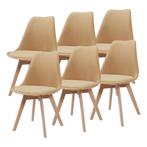 [en.casa] Esszimmerstühle Fläten 6er Set Stuhl Küchenstühle Cord Essstühle gepolstert Esszimmerstuhl Holzbeine Küchenstuhl Polsterstuhl Senfgelb von [en.casa]