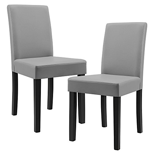 [en.casa] Esszimmerstühle Hamburg 2er Set Küchenstühle Kunstleder Polsterstuhl 89 x 43 x 54 cm Holzbeine Hellgrau von [en.casa]