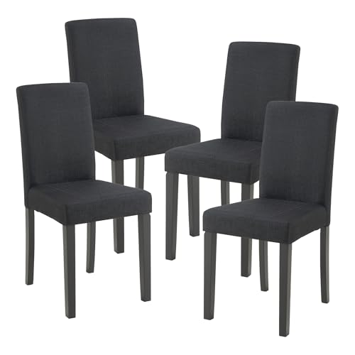 [en.casa] Esszimmerstühle Hamburg 4er Set Küchenstühle Textil Polsterstuhl 89 x 43 x 54 cm Holzbeine Schwarz von [en.casa]