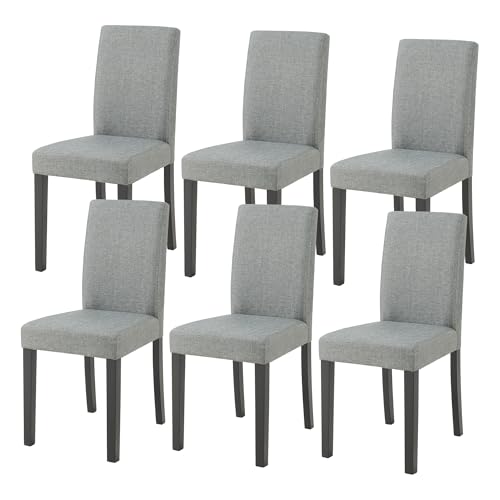 [en.casa] Esszimmerstühle Hamburg 6er Set Küchenstühle Textil Polsterstuhl 89 x 43 x 54 cm Holzbeine Hellgrau von [en.casa]