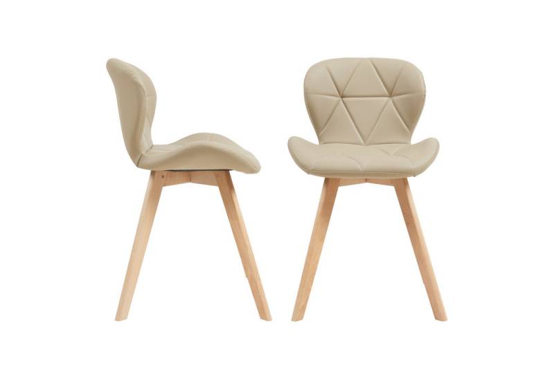 en.casa Esszimmerstuhl (2 St), »Älmhult« 2er Set Stuhl 78x47x52 cm Kunstleder Beige von en.casa