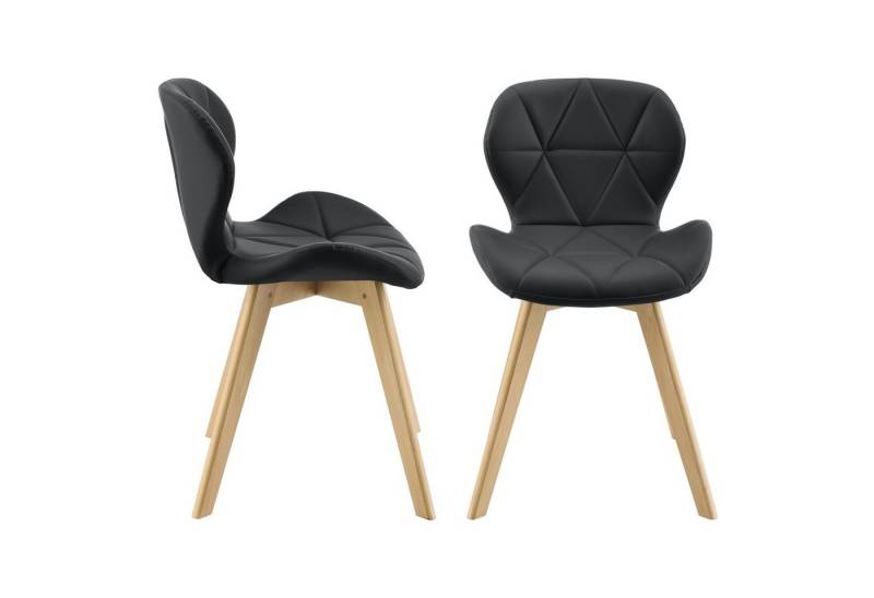 en.casa Esszimmerstuhl, Älmhult 2er Set Stuhl 81x57cm Kunstleder Schwarz von en.casa