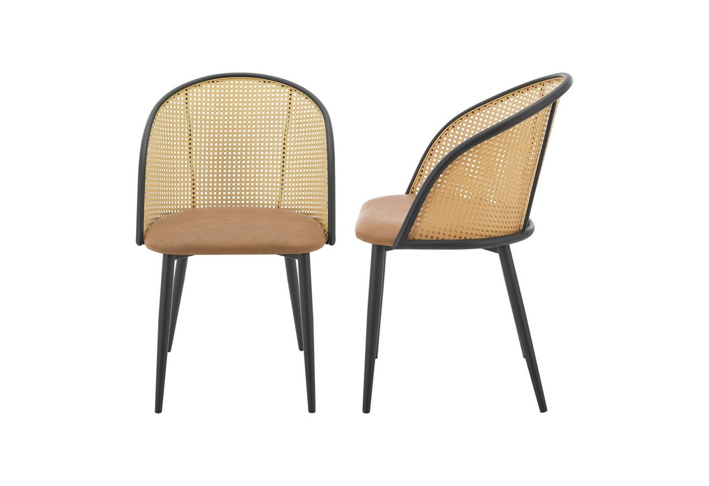 en.casa Esszimmerstuhl, »Gagnef« Designstuhl 2er-Set gepolstert Metallbeine Braun Schwarz en.casa Esszimmerstuhl, »Gagnef« Designstuhl 2er-Set gepolstert Metallbeine Braun Schwarz von en.casa