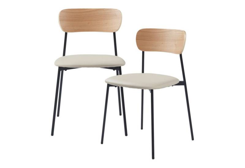 en.casa Esszimmerstuhl, »Jyväskylä« 2er Set gepolstert 78x45x48 cm Beige von en.casa