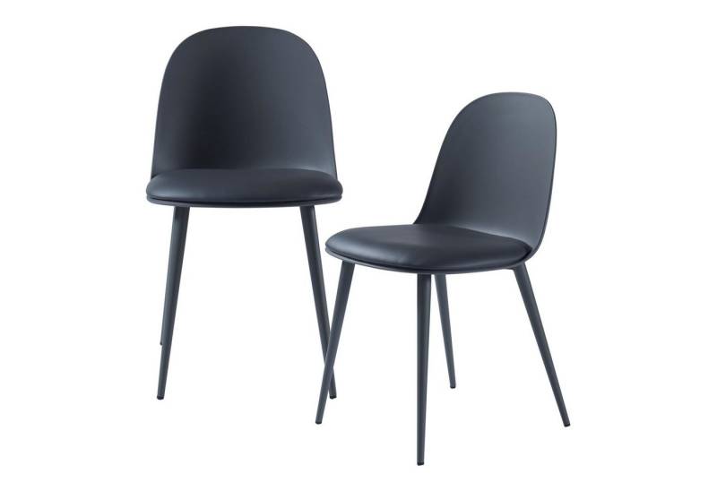 en.casa Esszimmerstuhl, »Kangasala« 2er Set gepolstert 81x45x52 cm Dunkelgrau von en.casa