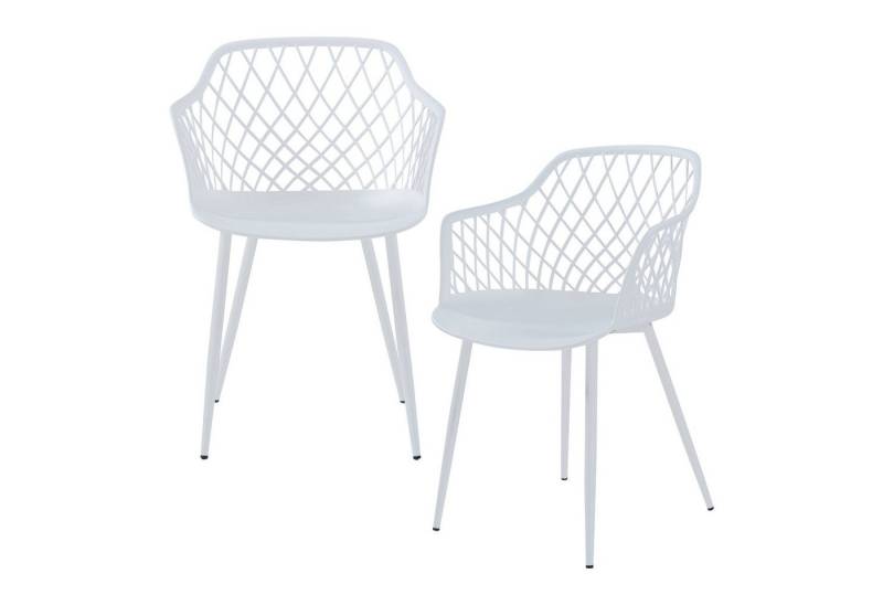 en.casa Esszimmerstuhl, »Kangasniemi« 2er Set 82 x 56 x 52 cm Weiß von en.casa