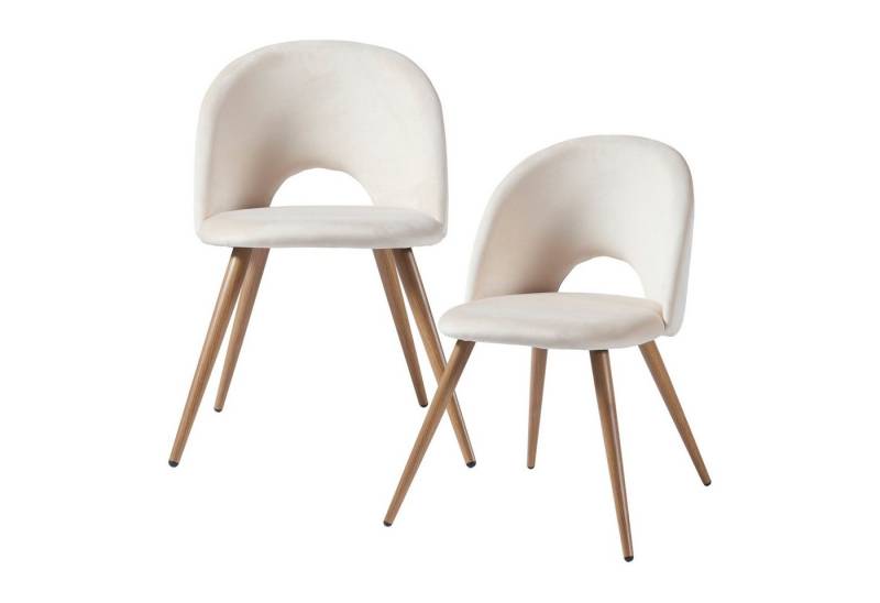 en.casa Esszimmerstuhl, »Karijoki« 2er Set gepolstert Samt 77x50x55 cm Beige von en.casa