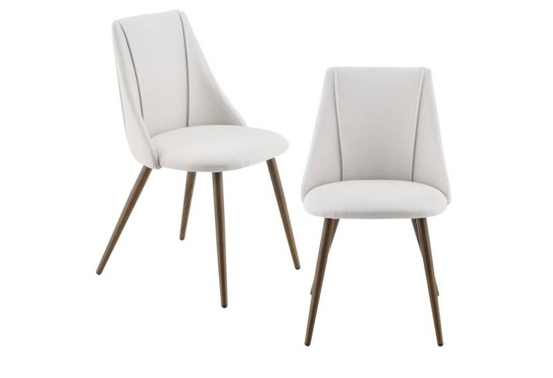 en.casa Esszimmerstuhl (2 St), »Danzig« Polsterstuhl im 2er Set Sessel Stoff Beige von en.casa