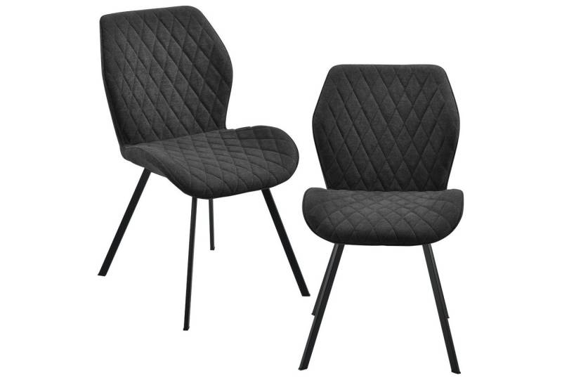 en.casa Esszimmerstuhl (2 St), »Sarpsborg« Polsterstühle 2er Set Küchenstühle Dunkelgrau von en.casa