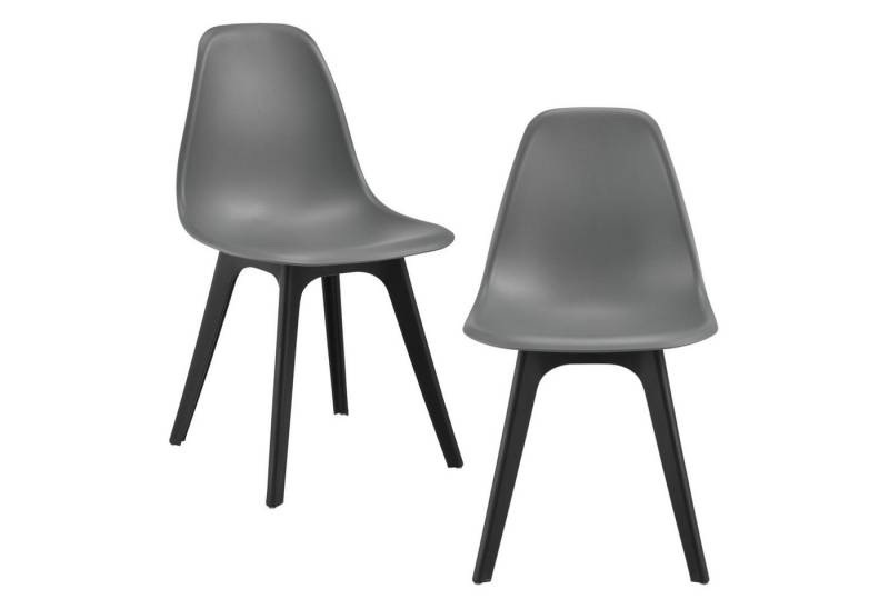 en.casa Esszimmerstuhl (2er Set), »Brevik« Kunststoff Grau/Schwarz von en.casa