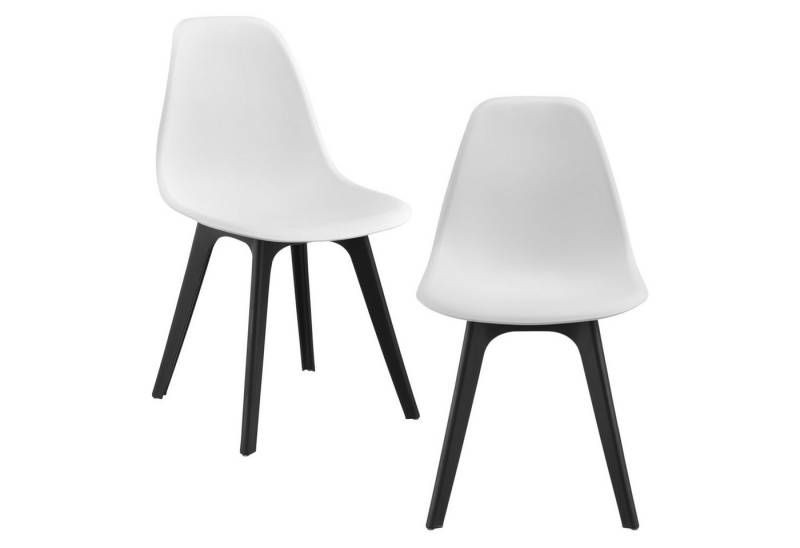 en.casa Esszimmerstuhl (2er Set), »Brevik« Kunststoff Weiß/Schwarz von en.casa