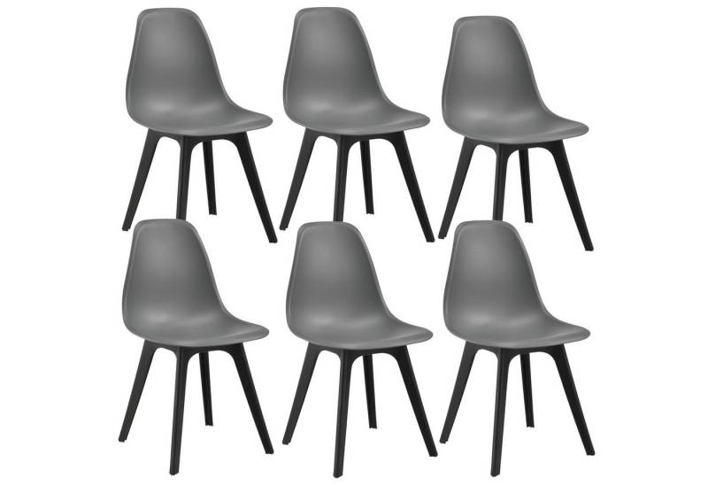 en.casa Esszimmerstuhl (6er Set), »Brevik« Kunststoff Grau/Schwarz von en.casa