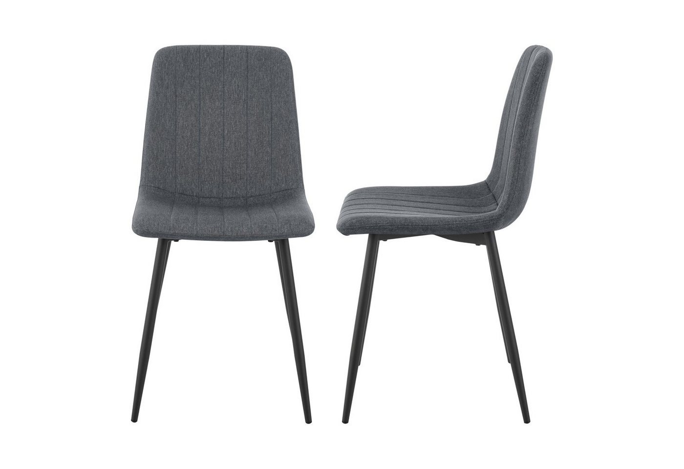 en.casa Esszimmerstuhl (Set), »Elsern« Polsterstuhl 2er Set Textilbezug Stahlbeine Hellgrau von en.casa