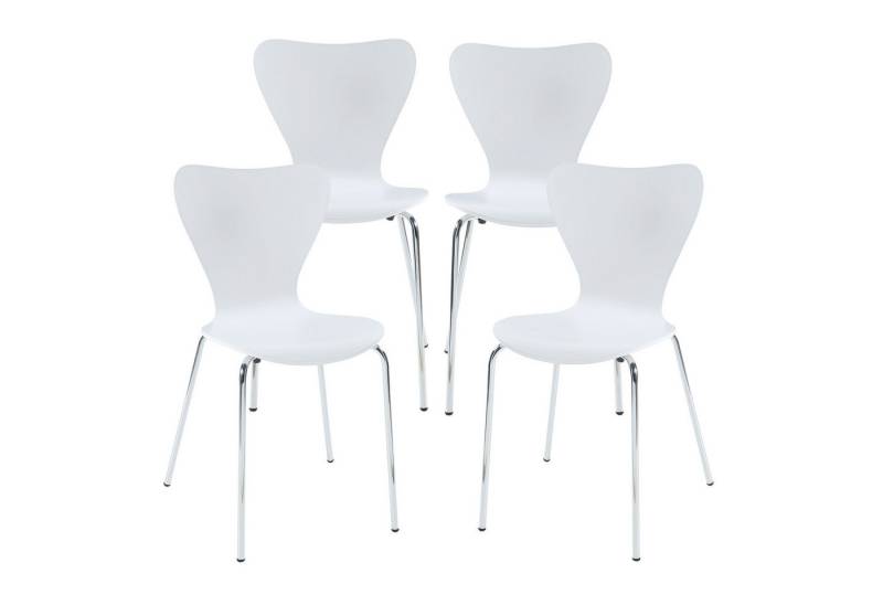 en.casa Esszimmerstuhl (Set), »Essunga« Holz Metall 80x48x45,5 cm Weiß/Chrom von en.casa