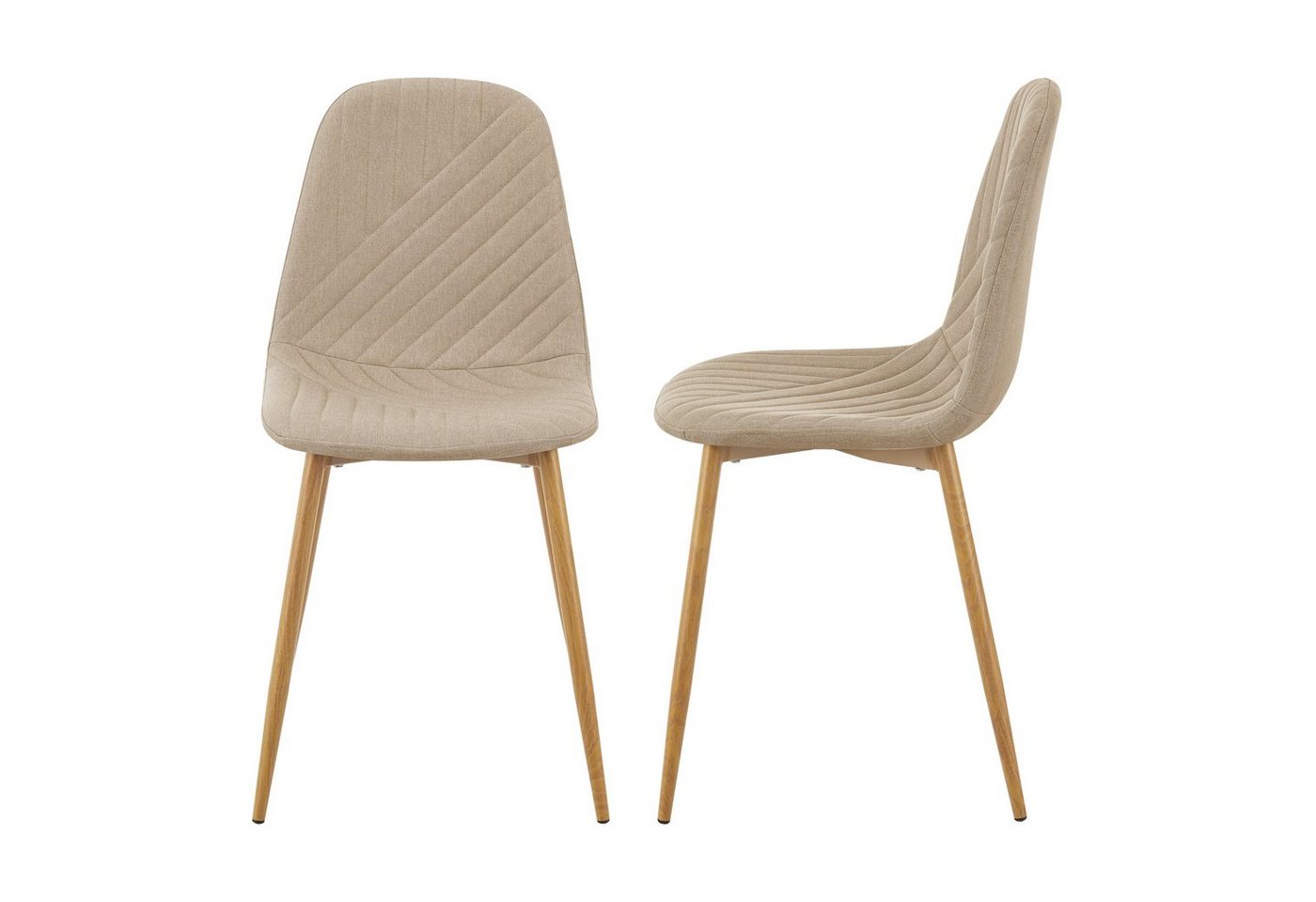 en.casa Esszimmerstuhl (Set), »Köfering« Polsterstuhl 2er Set Textilbezug Stahlbeine Hellbraun von en.casa