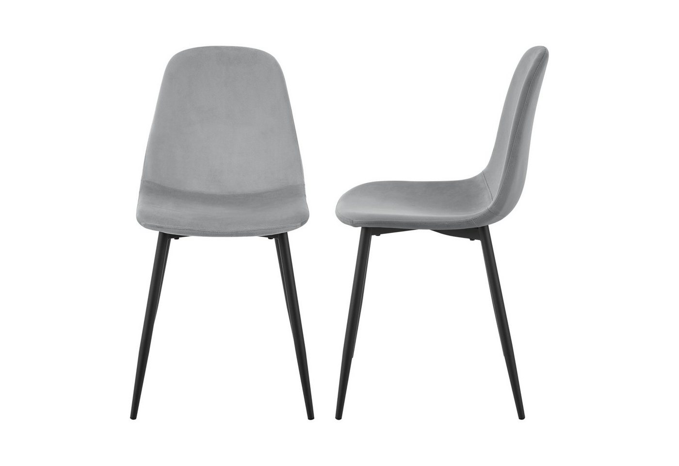 en.casa Esszimmerstuhl (Set), »Nöstach« Polsterstuhl 2er Set Samtbezug Stahlbeine Grau von en.casa