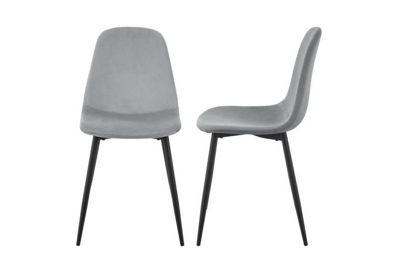 en.casa Esszimmerstuhl (Set), »Nöstach« Polsterstuhl 2er Set Samtbezug Stahlbeine Grau von en.casa