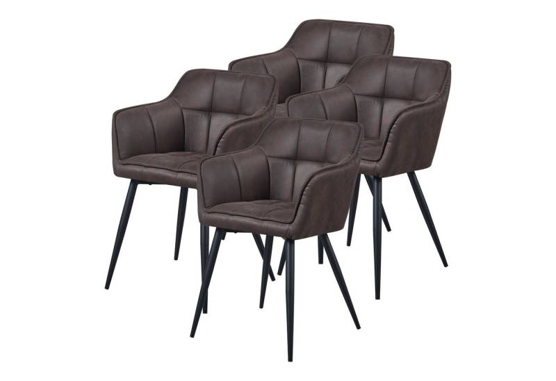 en.casa Esszimmerstuhl (Set, 4 St), »Birmingham« gepolstert 81x57x53 cm Dunkelbraun von en.casa