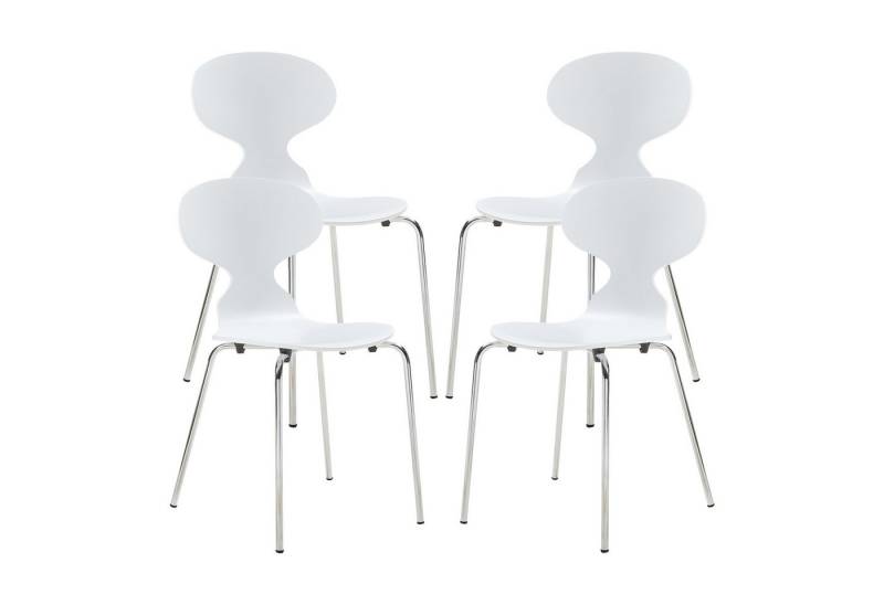 en.casa Esszimmerstuhl (Set, 4 St), »Kil« 80x47x48 cm Metallgestell Weiß/Chromfarben von en.casa