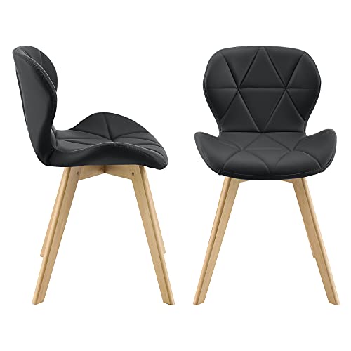 [en.casa] Esszimmerstuhl Älmhult 2-er Set 78x47x52 cm Kunstleder Buche Stühle Wohnzimmerstuhl Küchenstuhl Schwarz von [en.casa]
