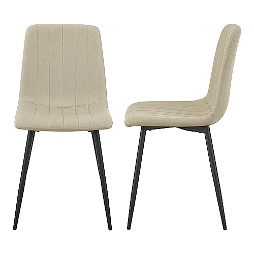 [en.casa] Esszimmerstuhl Elsern 2er Set Küchenstuhl Textil Polsterstuhl Beige Lehnstuhl Metallbeine Wohnzimmer von [en.casa]