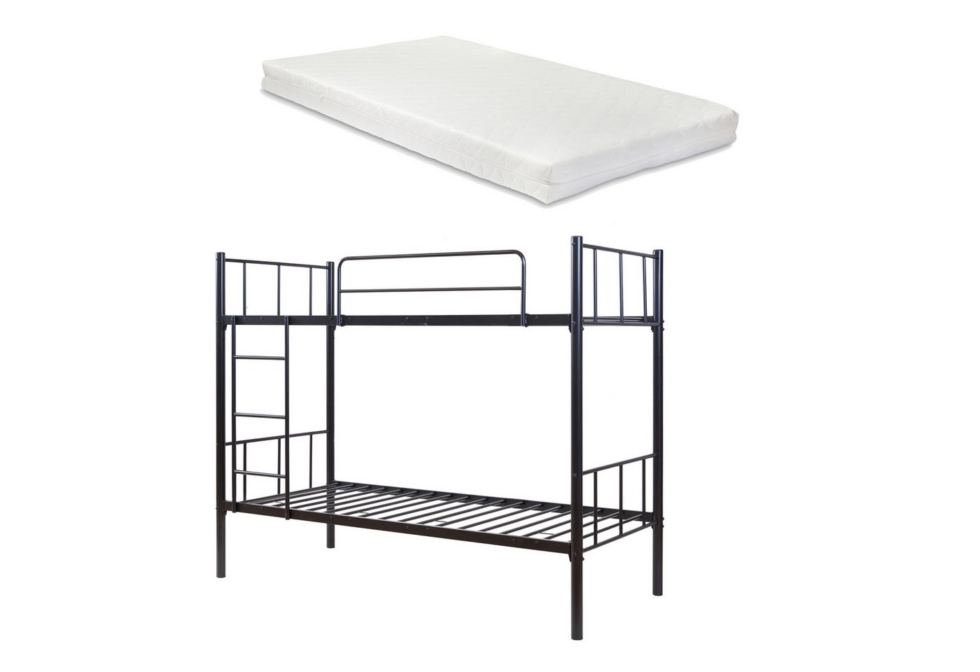 en.casa Etagenbett, »Berimma« 90 x 200 cm mit 2 Matratzen Metall Schwarz en.casa Etagenbett, »Berimma« 90 x 200 cm mit 2 Matratzen Metall Schwarz von en.casa