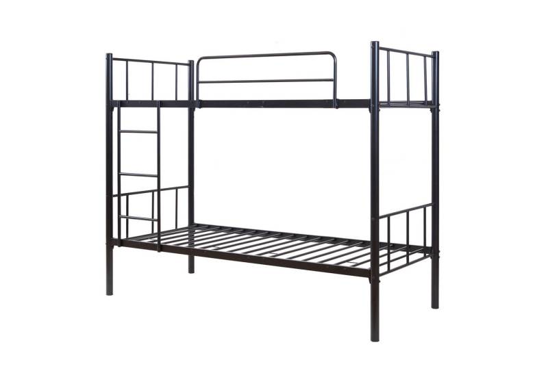 en.casa Etagenbett, »Berimma« 90 x 200 cm mit Rausfallschutz und Leiter Metall Schwarz von en.casa