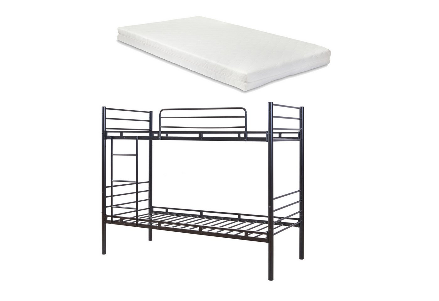 en.casa Etagenbett, »Bevapis« 90 x 200 cm mit 2 Matratzen Metall Schwarz en.casa Etagenbett, »Bevapis« 90 x 200 cm mit 2 Matratzen Metall Schwarz von en.casa