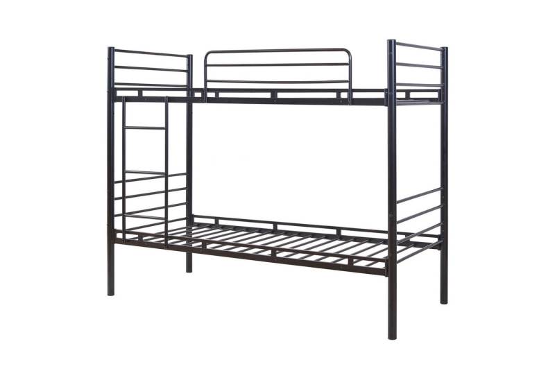 en.casa Etagenbett, »Bevapis« 90 x 200 cm mit Rausfallschutz und Leiter Metall Schwarz von en.casa