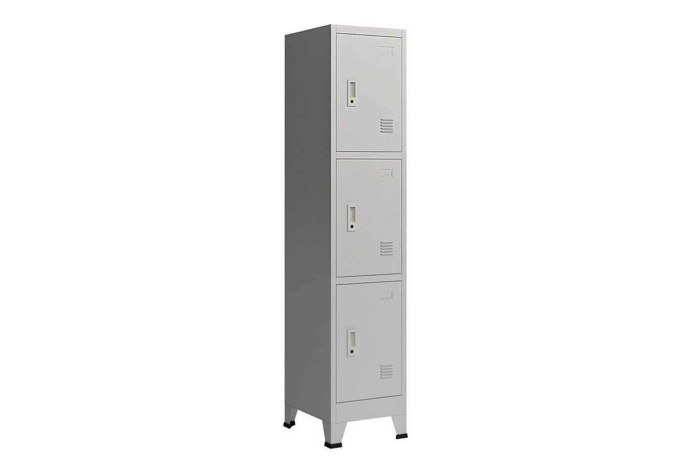 en.casa Fächerschrank »Joroinen« Schließfachschrank mit 3 Türen Stahl 180x38x45 cm Grau von en.casa