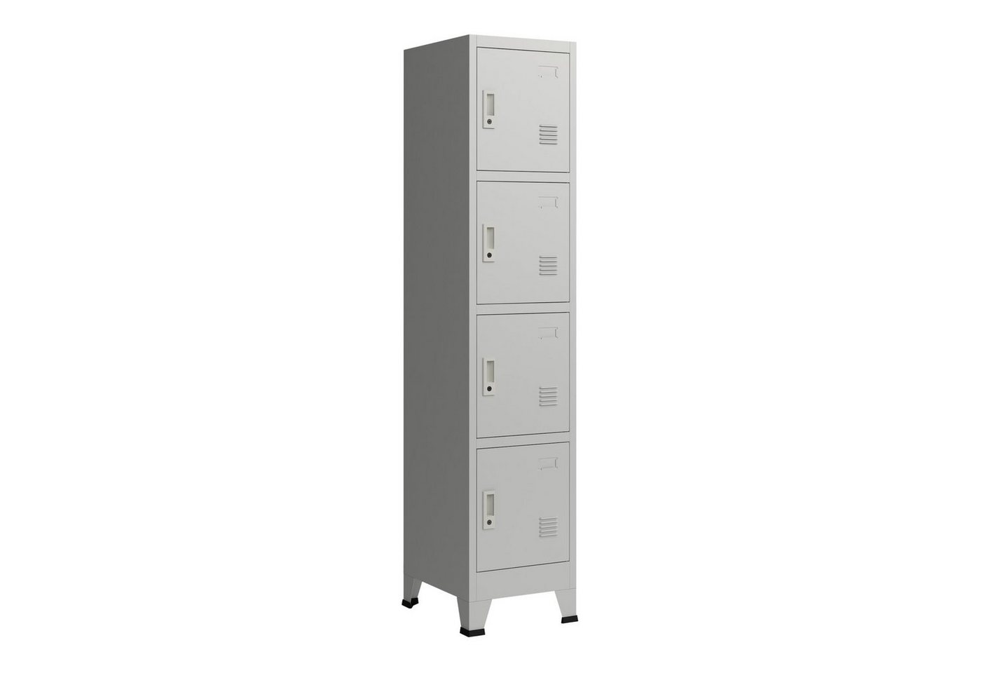 en.casa Fächerschrank »Joroinen« Schließfachschrank mit 4 Türen Stahl 180x38x45 cm Grau von en.casa