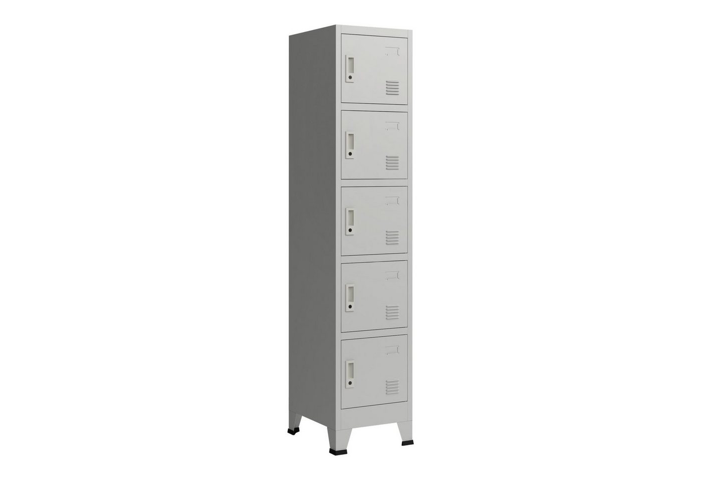 en.casa Fächerschrank »Joroinen« Schließfachschrank mit 5 Türen Stahl 180x38x45 cm Grau von en.casa