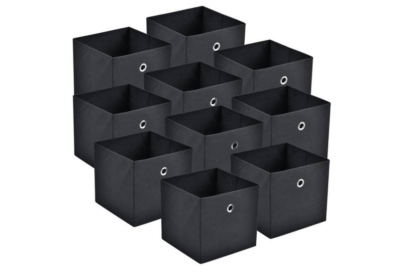 en.casa Faltbox (10 St), Virrat 10er Set Aufbewahrungsbox 30x30x28cm Schwarz von en.casa