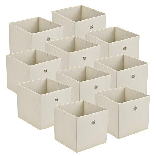 [en.casa] Faltbox 10er-Set Aufbewahrungsbox 30x30x28 cm Klappbox Organizer Vliesstoff Beige von [en.casa]