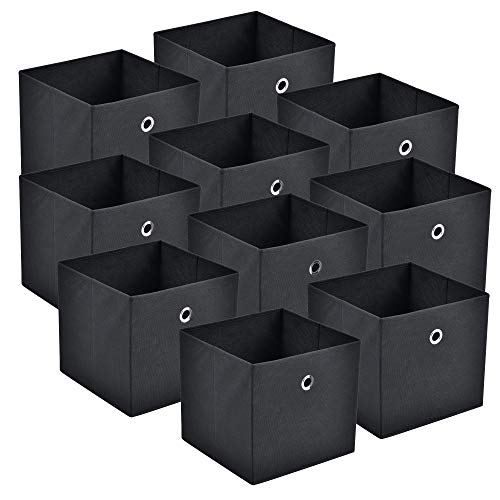 [en.casa] Faltbox 10er-Set Aufbewahrungsbox 30x30x28 cm Klappbox Organizer Vliesstoff Schwarz von [en.casa]