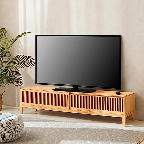 [en.casa] Fernsehschrank Videbæk aus Bambus Natur mit Stauraum Fernsehkommode 180x40x38cm von [en.casa]