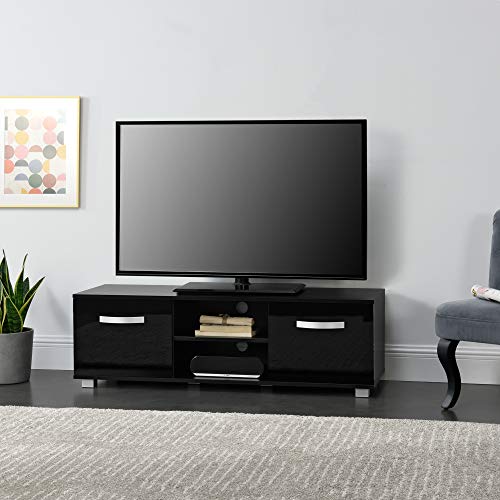 [en.casa] Fernsehtisch Laugar 120 x 40 x 38 cm TV Lowboard mit Schranktüren und Ablagefächern Spanplatte Schwarz von [en.casa]