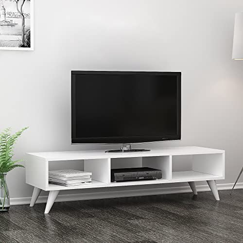 [en.casa] Fernsehtisch Aaskov mit 3 Ablagen TV Lowboard Unterschrank 35 x 120 x 35 cm Fernsehkommode Weiß von [en.casa]