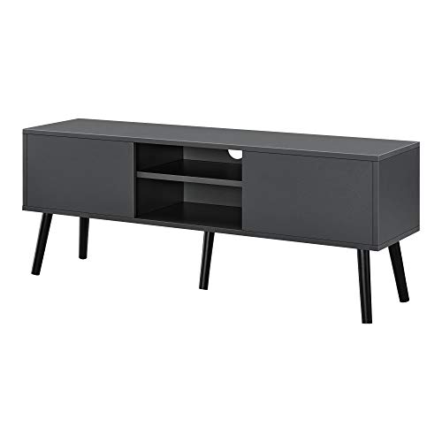 [en.casa] Fernsehtisch Eskilstuna mit Schranktüren und Ablagefächern Fernsehschrank TV Sideboard für Schlafzimmer, Wohnzimmer 120 x 29,5 x 46,5 cm Dunkelgrau von [en.casa]