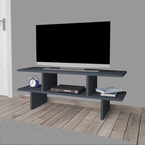 [en.casa] Fernsehtisch Heim TV Bank TV-Lowboard Anthrazit mit Ablagen und einem offenen Fach 100 x 30 x 38 cm Fernsehregal für Wohnzimmer von [en.casa]