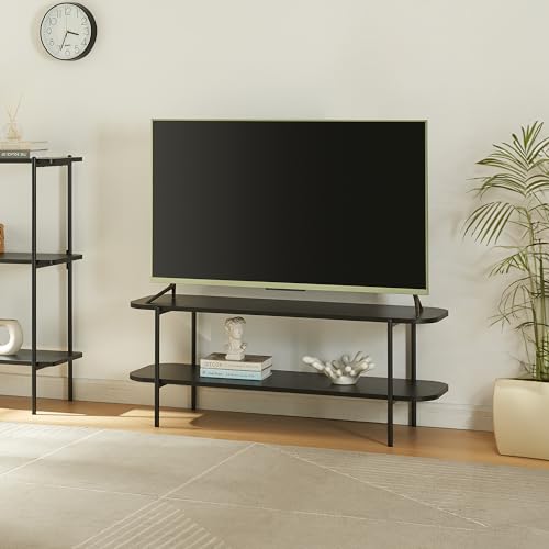 [en.casa] Fernsehtisch Samnanger TV Tisch Schwarz TV Regal Metall Fernsehregal 120 x 40 x 45 cm Wohnzimmertisch TV-Lowboard von [en.casa]
