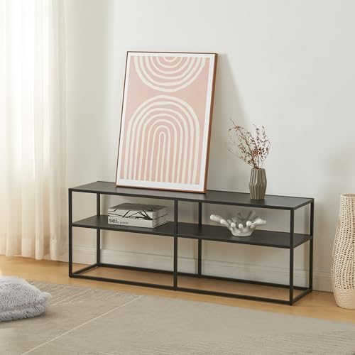 [en.casa] Fernsehtisch Solund TV-Lowboard Metallrahmen TV-Tisch Sideboard TV-Ständer mit Ablagen Fernsehschrank 120 x 30 x 46cm Schwarz von [en.casa]