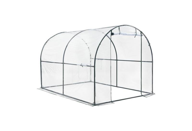 en.casa Foliengewächshaus, »Grünwald« Gewächshaus 200 x 300 x 190 cm mit PVC Folie Transparent von en.casa